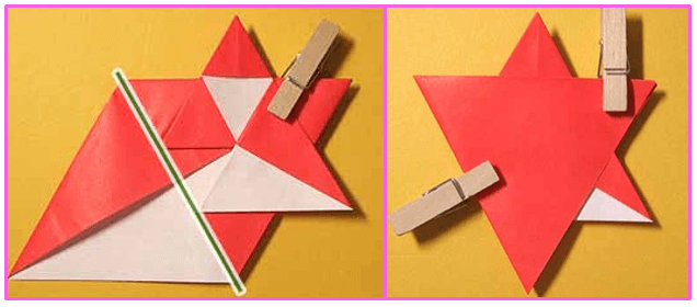 クリスマスオーナメント手作り折り紙　星形サンタクロースの折り方8